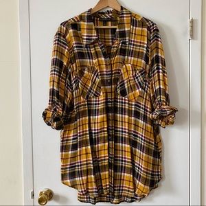 Lane Bryant Lightweight Plaid Flannel Shirt Plus Size 24 Yellow Red Black